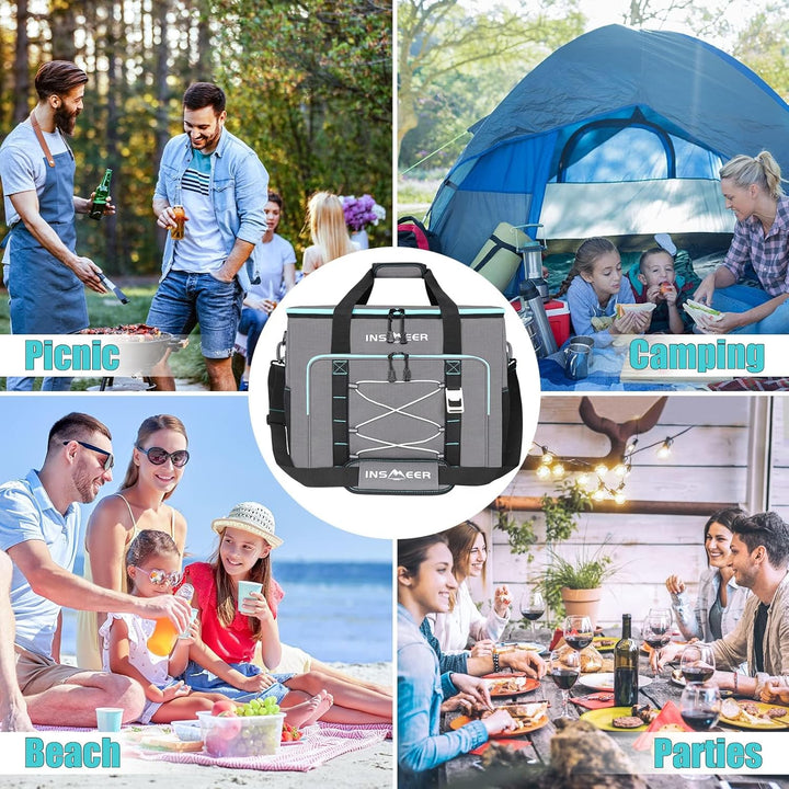 INSMEER Kühltasche Gross 48L/55L, 55/80 Cans Kühltasche Faltbar Isolierte Tasche, Auslaufsicher zusa