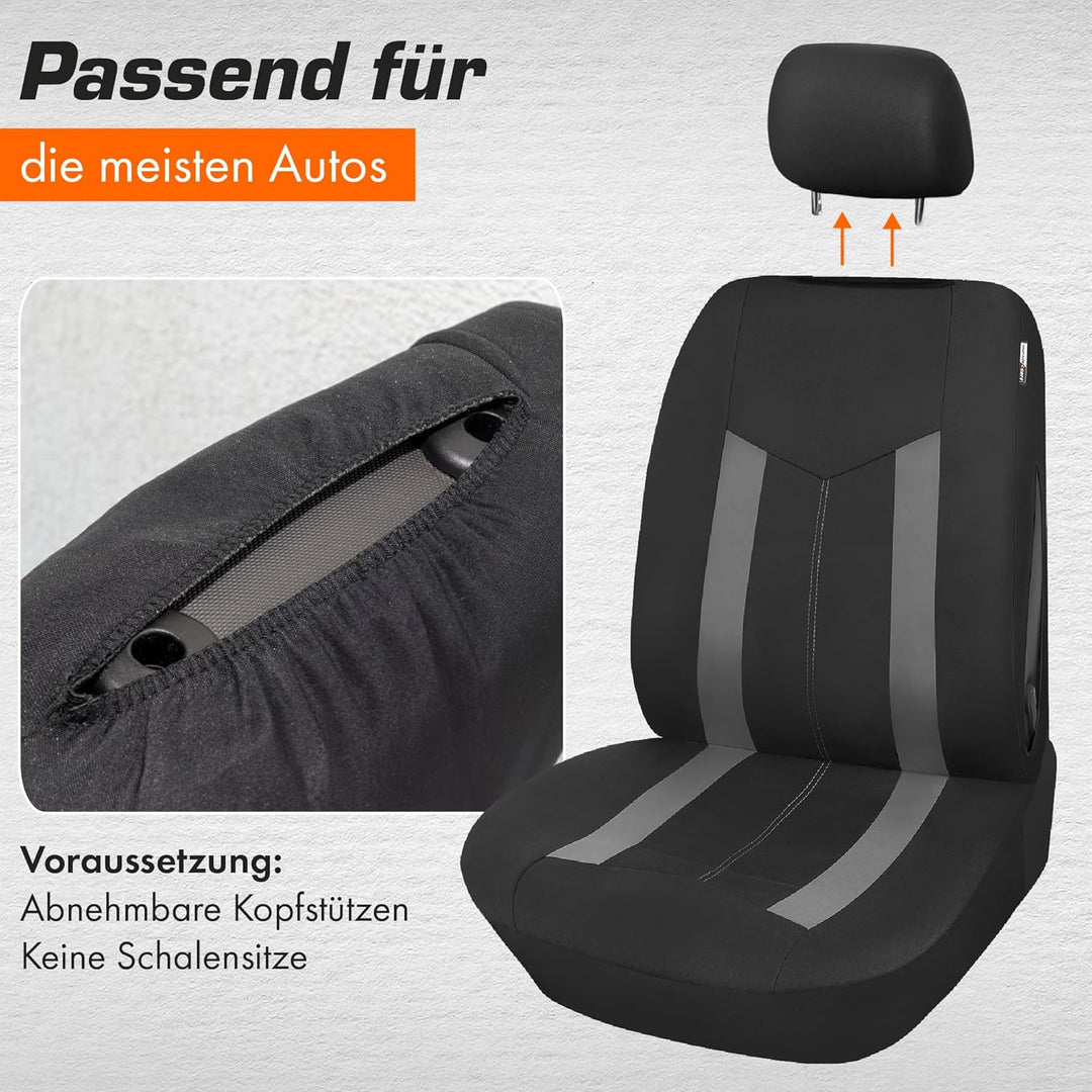 Upgrade4cars Autositzbezüge Set Universal Grau | Auto-Schonbezüge Vordersitze & Rückbank | Autositzb