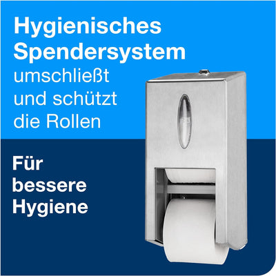 Tork Doppelrollenspender für hülsenloses Midi Toilettenpapier T7 Edelstahl, Hohe Kapazität, 472019,