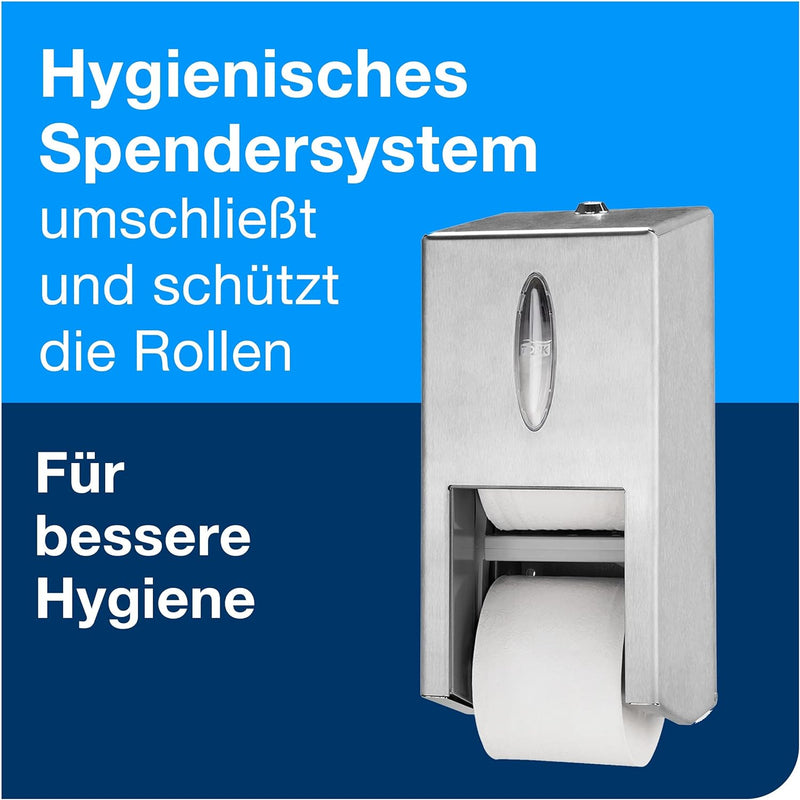 Tork Doppelrollenspender für hülsenloses Midi Toilettenpapier T7 Edelstahl, Hohe Kapazität, 472019,