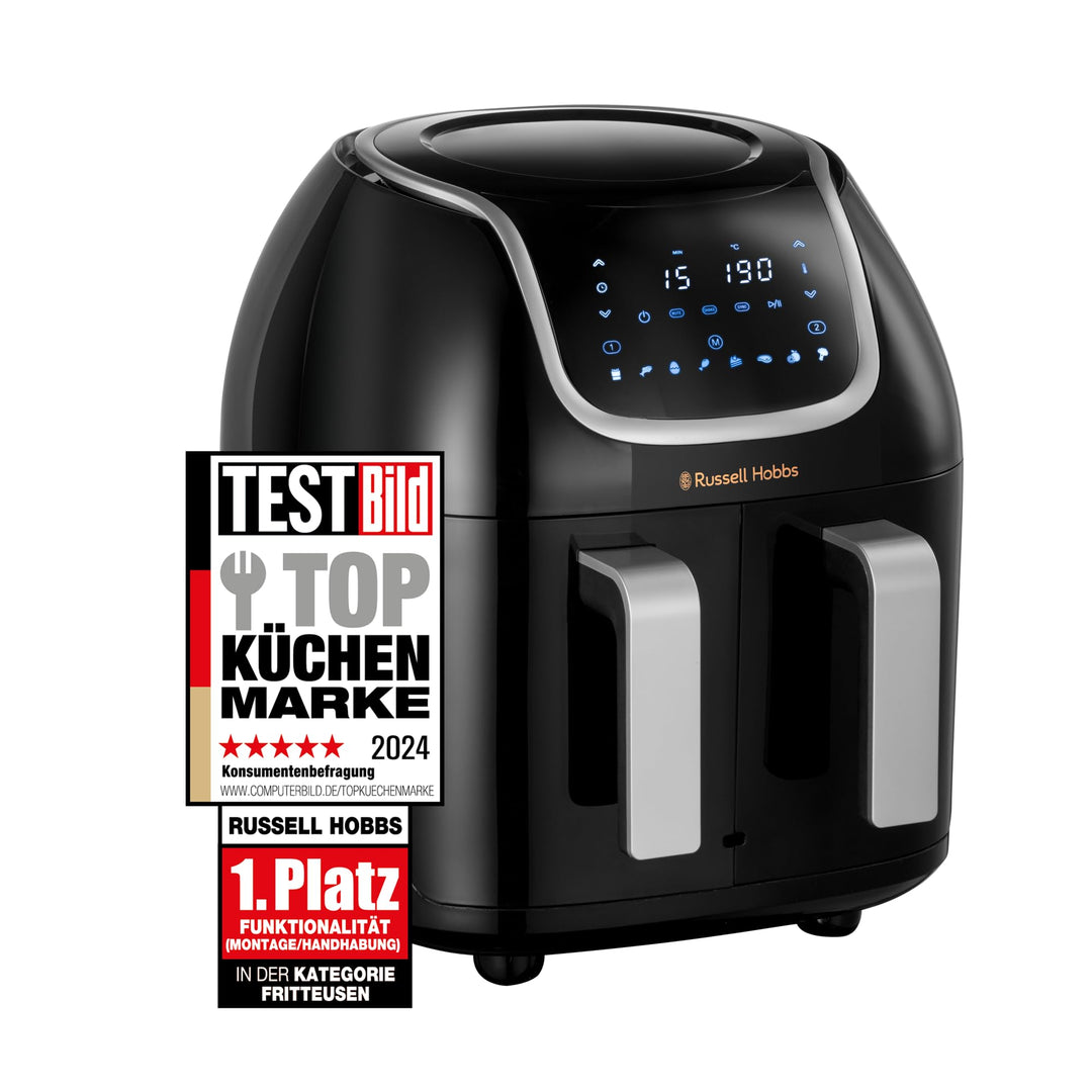 Russell Hobbs Heissluftfritteuse Doppelkammer [2 Fächer je 4,25l, nur getrennt nutzbar, Gesamtvolume