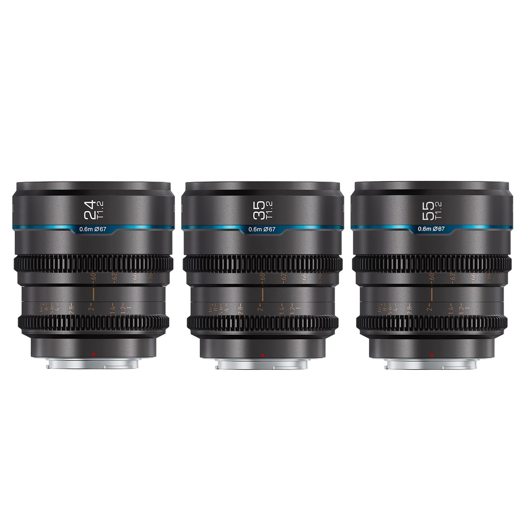 SIRUI Night Walker T1.2 S35 Cine Objektiv-Set, 24 mm, 35 mm, 55 mm, grosse Blende, manueller Fokus (