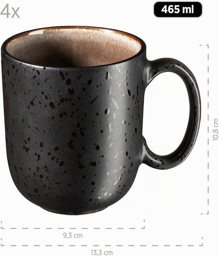 MÄSER Serie Niara, Modernes Kaffeebecher 4er Set mit aufregender Vintage Glasur, grosse Kaffeetassen