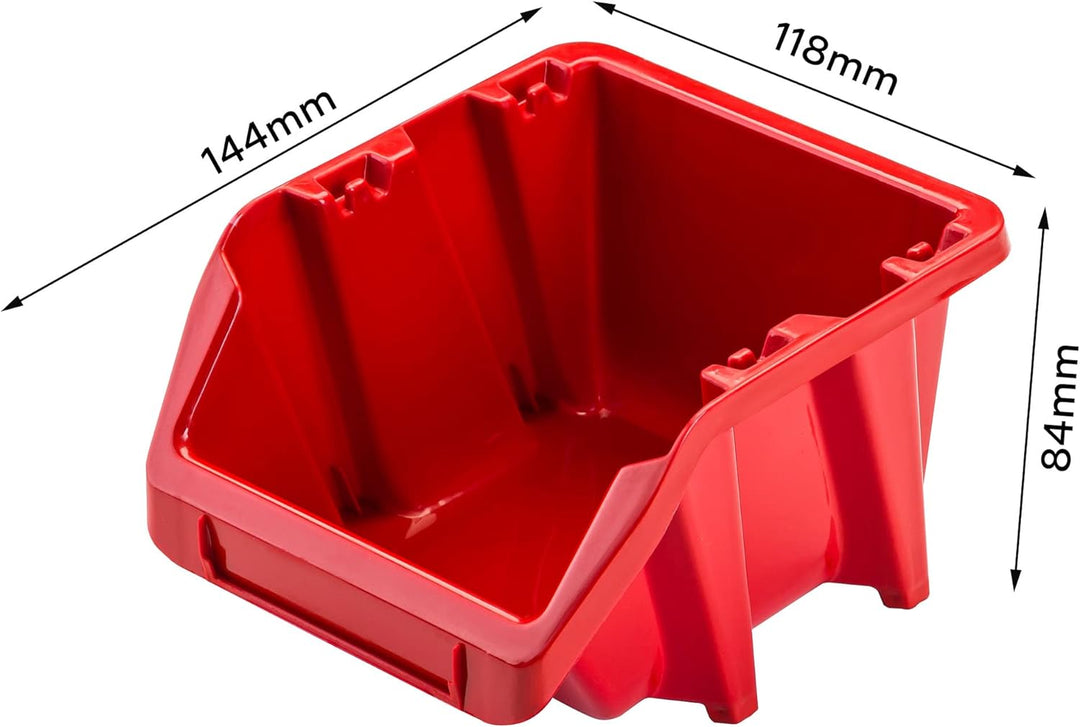 Lagersystem Werkstattregal | 115 x78 cm | 45 stck. Box | Wandregal mit Stapelboxen - Wandplatten Ext