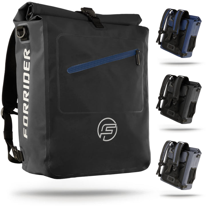 Forrider 3in1 Fahrradtasche für Gepäckträger mit Rucksack Wasserdicht 27L I Gepäckträgertasche Refle