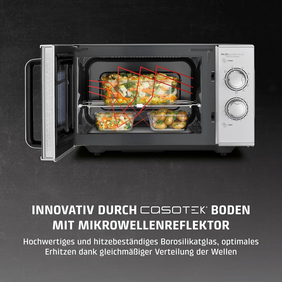 CASO MG 25 Ecostyle Ceramic - Design Mikrowelle mit Grill, grössere Nutzfläche dank CASOTEK Boden, 2