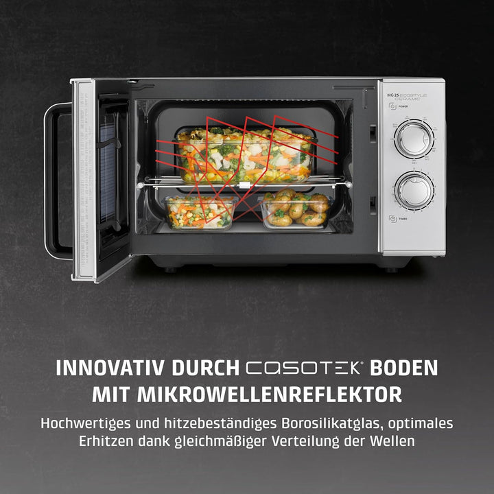 CASO MG 25 Ecostyle Ceramic - Design Mikrowelle mit Grill, grössere Nutzfläche dank CASOTEK Boden, 2