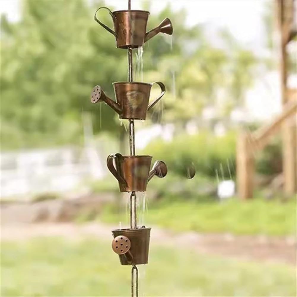 Hopbucan Stahlblatt-Regenkette, Gartengeschenk für Mama, Dachrinnen, RegenfäNger für Fallrohr mit Ad