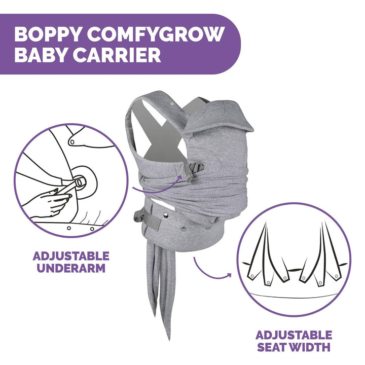 BOPPY COMFYGROW BABYTRAGE, LIGHT GREY ComfyGrow Grau, ComfyGrow Grau