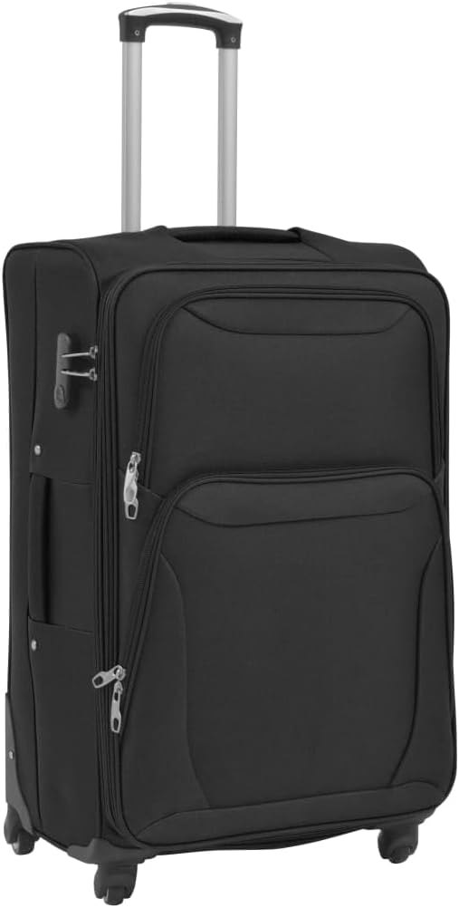 vidaXL 3X Reisekoffer Schwarz Weichgepäck Trolley Handgepäck Kofferset Koffer, Schwarz