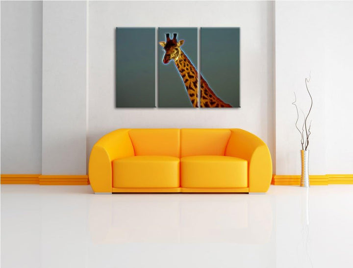 maiestätische Giraffe NewArt 3-Teiler Leinwandbild 120x80 Bild auf Leinwand, XXL riesige Bilder fert