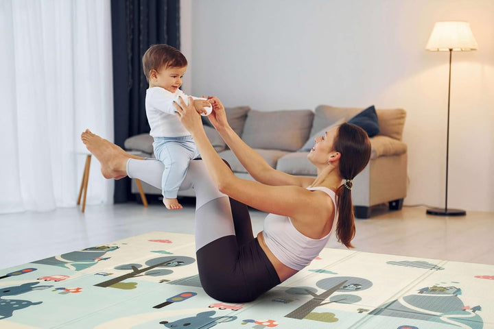 HUMBI Spielmatte Baby, Krabbelmatte, XPE Schaumstoff, Doppelseitig, Flatbar, Wasserdicht, Extra Grös