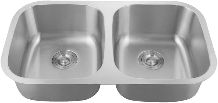 Omeere 79,5x46 2Becken Einbauspüle Edelstahl 304 Materialdicke 1,0 mm Spülbecken Spüle Küchenspüle e