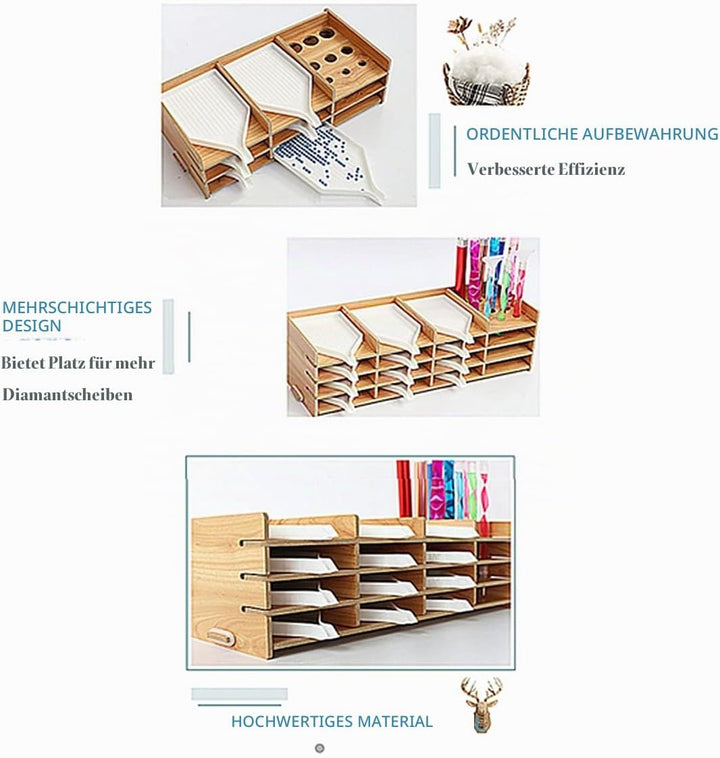 Perlen Sortier Multifunktionsbox, Diamond Painting Vorratsbehälter, Holz Multi Layers Grids Diamond