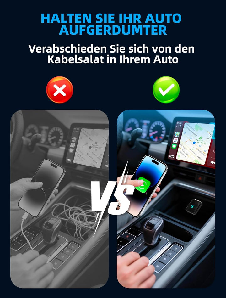 für Apple CarPlay Wireless Adapter, 2 in 1 Wireless CarPlay & Android Auto Adapter, WLAN 6 GHZ, Auto