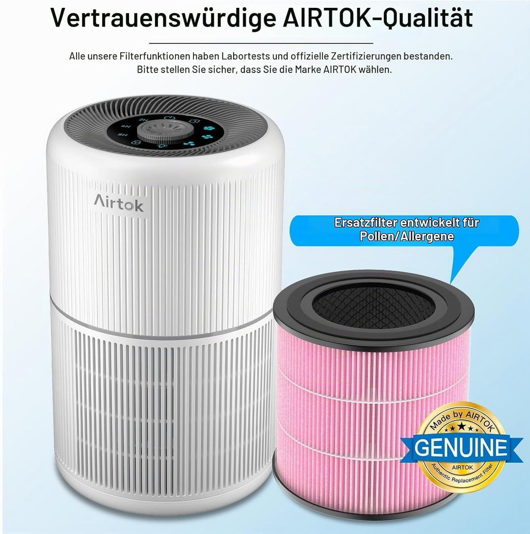 AIRTOK Luftreiniger AP0601 Ersatzfilter 2er Set, 4-Stufiges Filtersystem, H13 True HEPA Filter (Nur