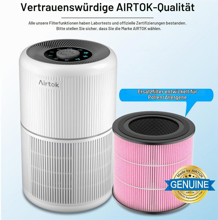 AIRTOK Luftreiniger AP0601 Ersatzfilter 2er Set, 4-Stufiges Filtersystem, H13 True HEPA Filter (Nur