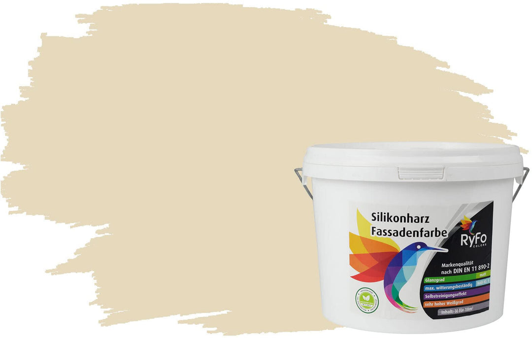 RyFo Colors Silikonharz Fassadenfarbe Lotuseffekt Trend Weisstöne Hellelfenbein 3l - bunte Fassadenf