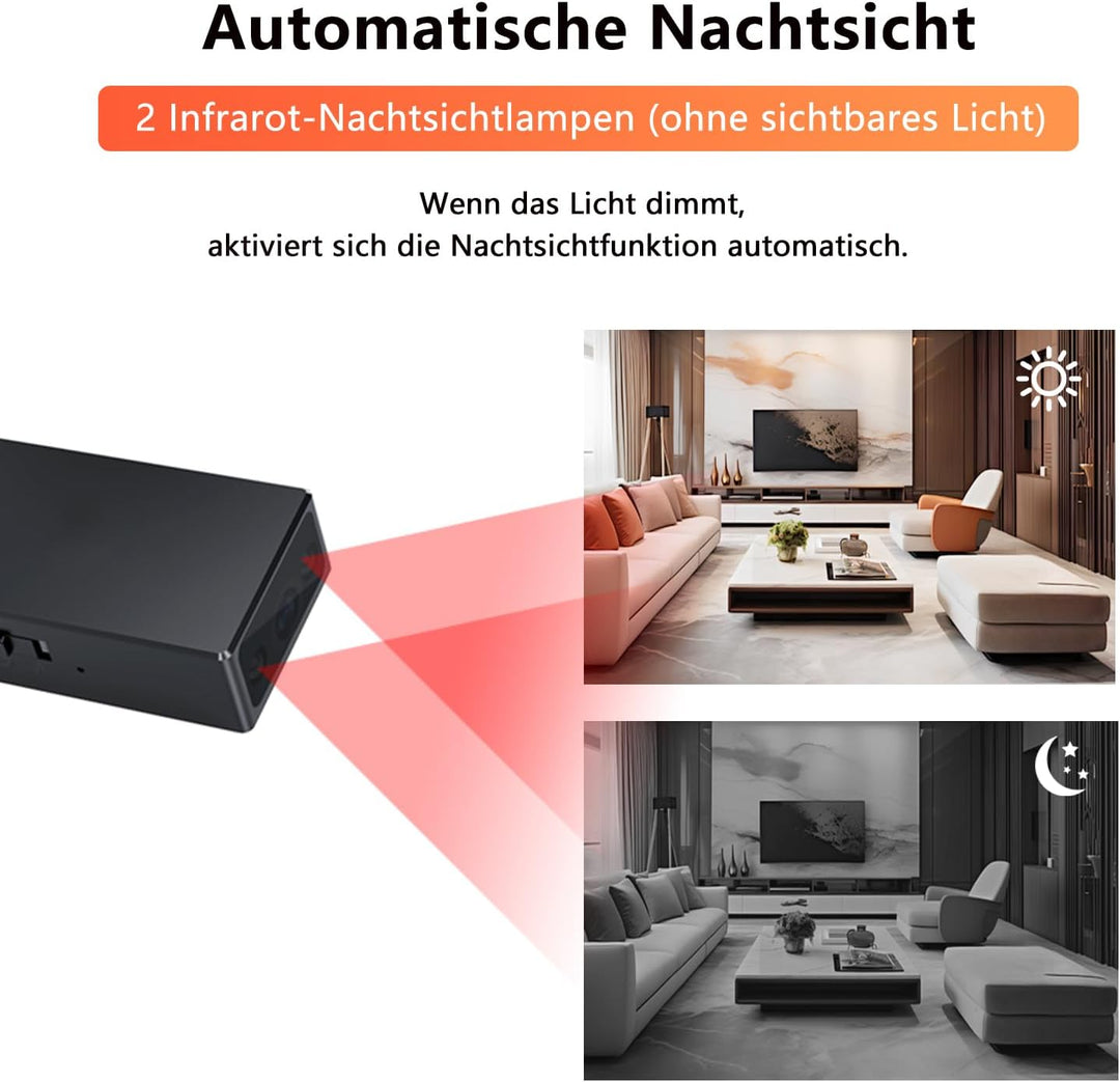 Mini Kamera - HD 1080P, Mini-Kamera, Überwachungskamera, Kamera Überwachung Aussen Innen - Bewegungs