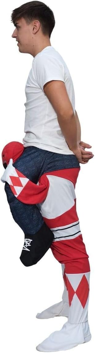 Morph Rotes Power Ranger Huckepack Kostüm für Erwachsene, Lustiges Faschingskostüm Damen Herren Powe