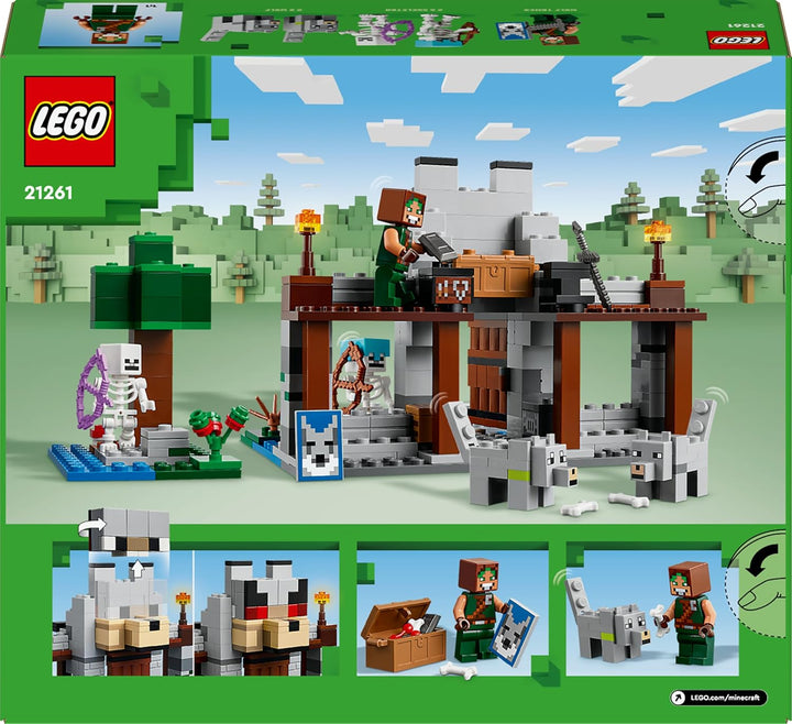 LEGO Minecraft Die Wolfsfestung, Action-Spielset mit Skeletten und Festung zum Erkunden, Geschenk fü