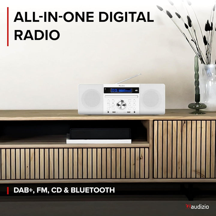 Audizio Prato - DAB Radio mit CD Player, MP3-Player, Bluetooth Radio, USB, DAB+, FM-UKW, Fernbedienu