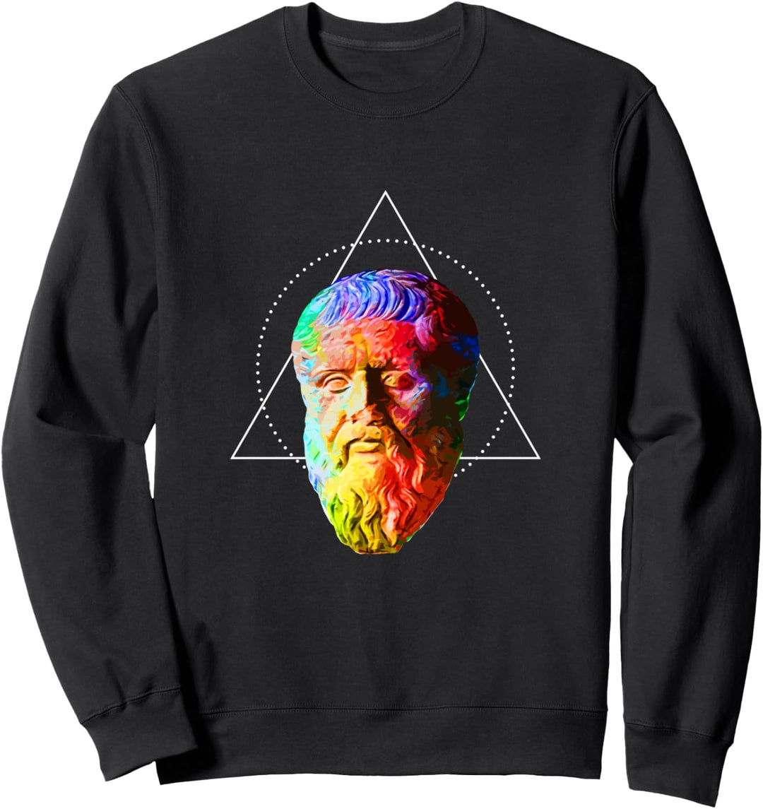 Platon - Buntes geometrisches Denker-Porträt Sweatshirt