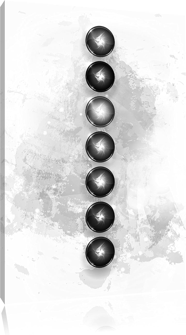 Pixxprint Chakra Eneregieelemente des Körpers Kunst B&W, Format: 100x70 auf Leinwand, 100x70