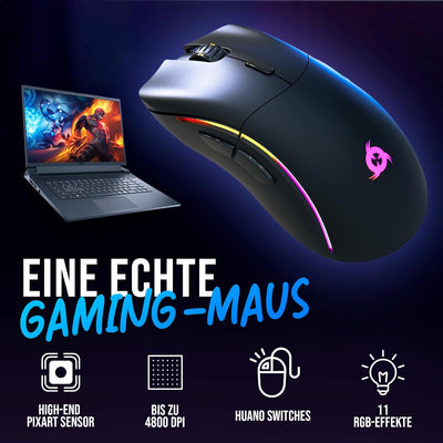 KLIM Thunder Wireless Gaming Keyboard und Maus Combo - New 2023 - Wireless Backlit Tastatur mit lang