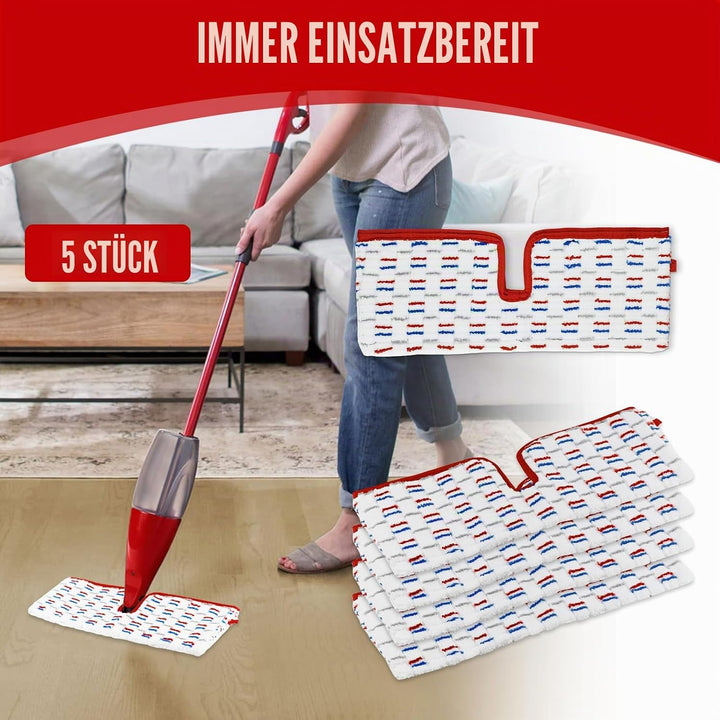 5 Stück für Vileda 1-2 Spraymax Sprühwischer Ersatzbezug, Wiederverwendbar für Vileda Wischmopp mit
