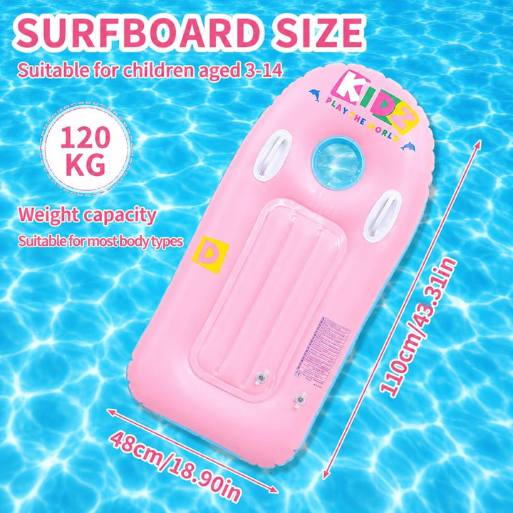 Schwimmbrett Bodyboard Aufblasbar, Surfbrett Bodyboard mit Griffen, Schwimmhilfe Aufblasbar Kinder,