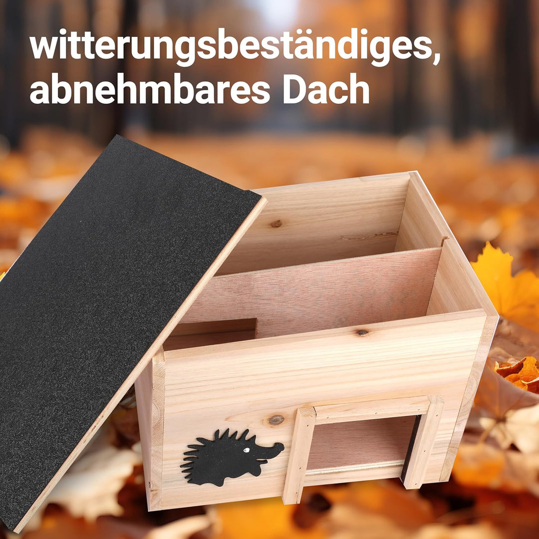 Tool&Tree - Igelhaus aus robustem Holz mit Labyrintheingang und Boden – 32cm x 26cm x 20,5cm – Wette