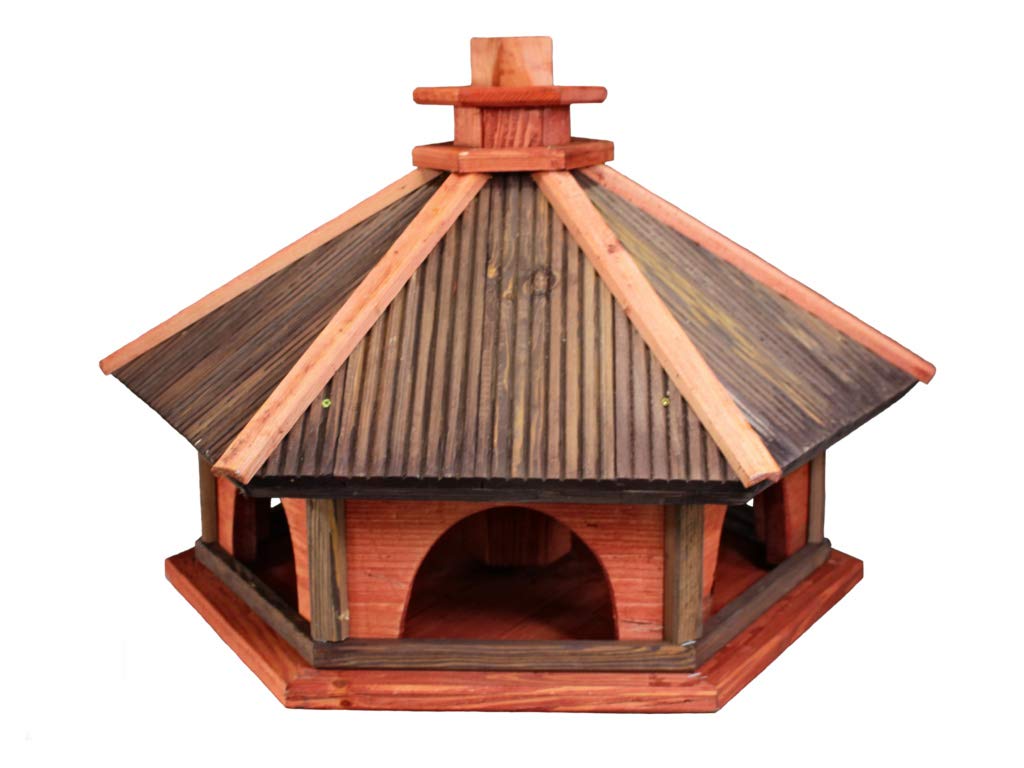 Vogelhäuschen, Vogelhaus aus Holz, Vogelhäuschen, Nistkasten, mit Ständer (Rotbraun, XXXL) XXXL Rotb