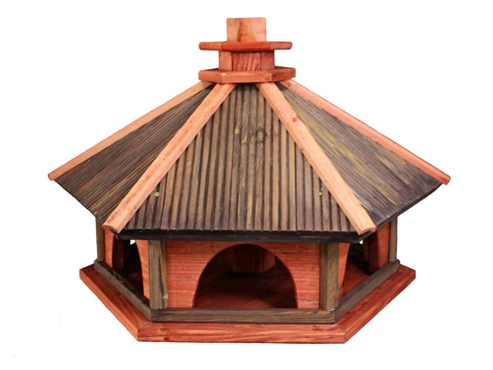 Vogelhäuschen, Vogelhaus aus Holz, Vogelhäuschen, Nistkasten, mit Ständer (Rotbraun, XXXL) XXXL Rotb