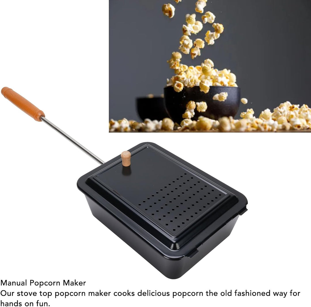 ciciglow Lagerfeuer Popcorn Popper, Popcorn Grill Tablett mit Holzgriff, Tragbare Eisenhandbuch Popc