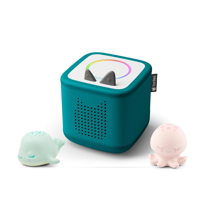 tonies Toniebox 2 Bundle Incl. 2 Schlummerbande Schlummerwal und Oktopus, Meeresgrün, Audioplayer fü