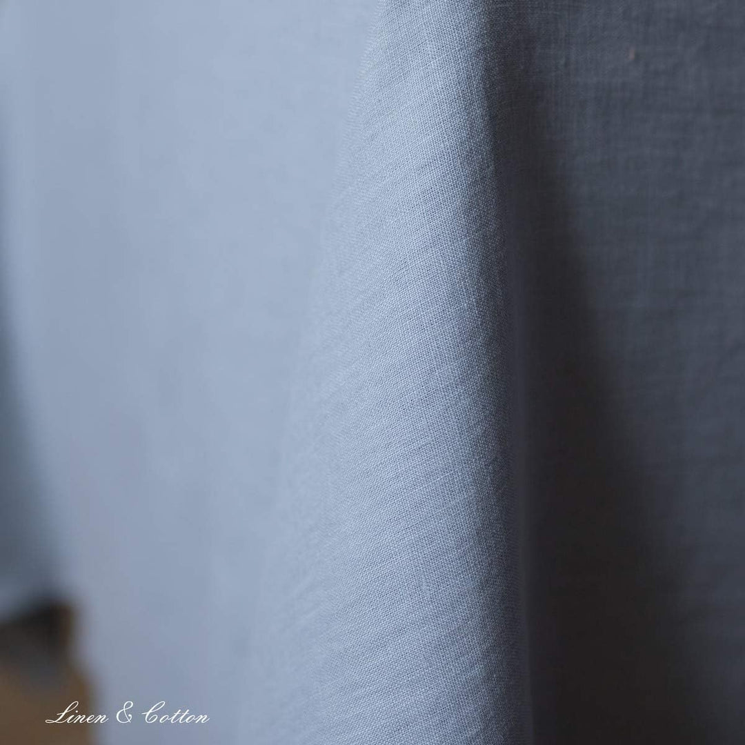 Linen &amp; Cotton Tischdecke Stoff Tischtuch Tischwäsche Hygge -100% Leinen, Hellblau/Blau (100 x 140 c