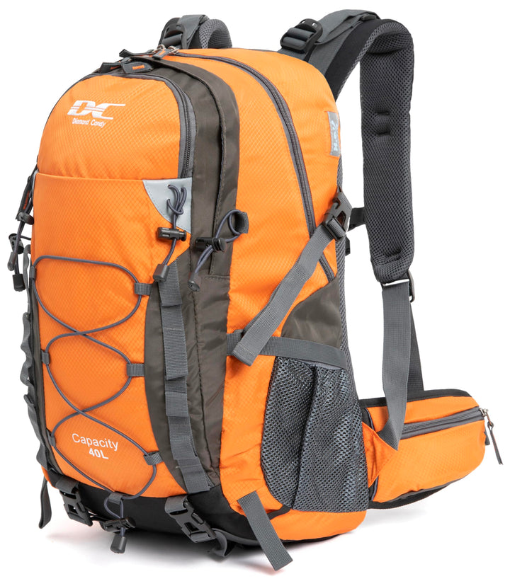 Wanderrucksack 40l Damen Herren Rucksack Wasserdicht Reiserucksack mit Regenschutz Orange, Orange