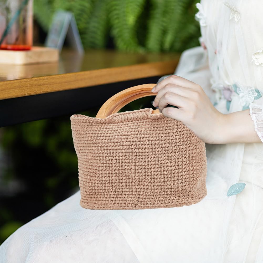 FREEBLOSS Häkelset Handtaschen Bastelset Häkelanfänger Set mit Anleitung Häkeltaschen Set mit Lederb