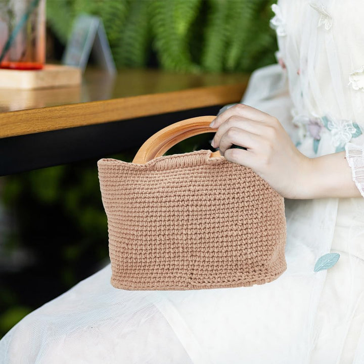 FREEBLOSS Häkelset Handtaschen Bastelset Häkelanfänger Set mit Anleitung Häkeltaschen Set mit Lederb