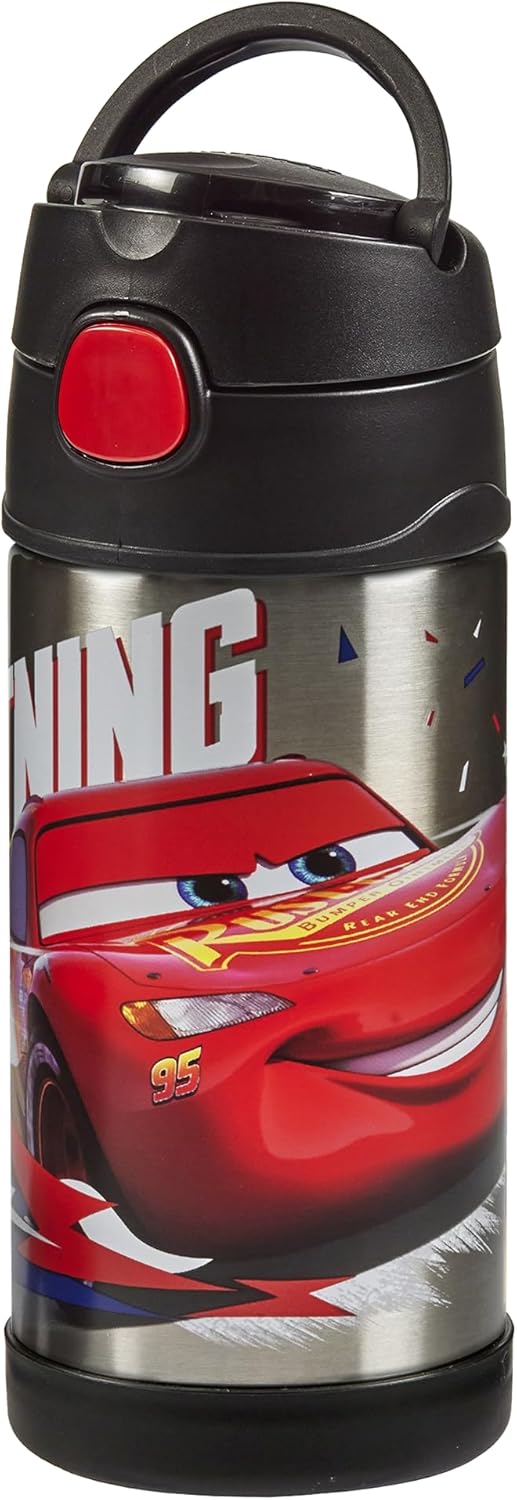 Thermos kids FUNTAINER STRAW BOTTLE DISNEY 0,35 l, Cars, Thermoflasche Kinder aus Edelstahl mit Trin