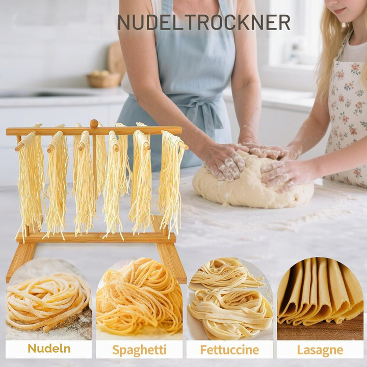 Nudelständer Aus Holz, Trocknender Nudelständer, Nudelregal, Faltbarer Nudeltrockner Aus Holz Mit Üb