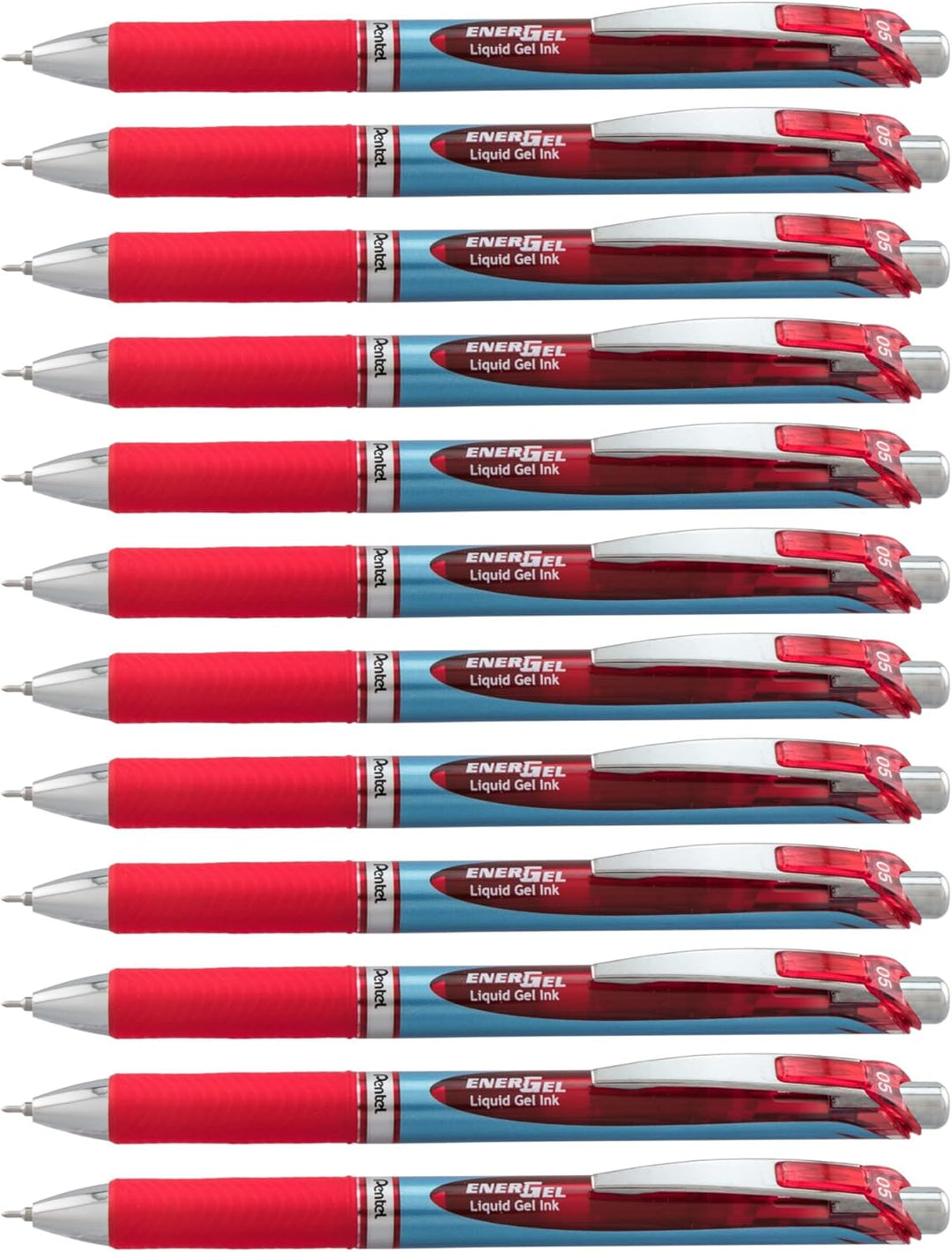 Pentel EnerGel RTX Gelschreiber, einziehbar, feine Spitze, Nadelspitze, rote Tinte, 12 Stück (BLN75-