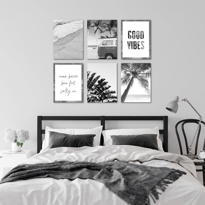 Novart Set Wandbilder - KEIN EXTRA RAMEN BENÖTIGT - Wohnzimmer Schlafzimmer - Bilder Modern Strand -