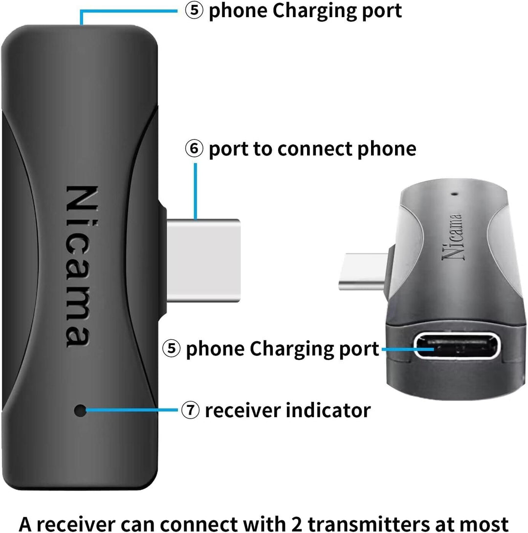 Nicama AS12 USB C Kabelloses Lavalier Mikrofon,Kondensator Ansteck Revers Mikrofon für iPhone 15 16
