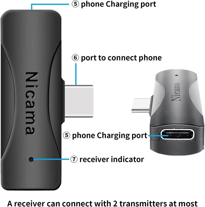 Nicama AS12 USB C Kabelloses Lavalier Mikrofon,Kondensator Ansteck Revers Mikrofon für iPhone 15 16