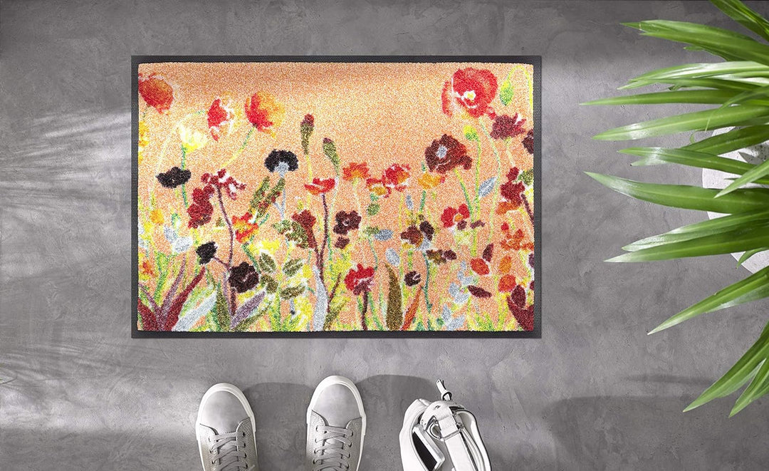 wash+dry Fussmatte, Wildflowers 40x60 cm, innen und aussen, waschbar 40x60 cm Braun, 40x60 cm Braun