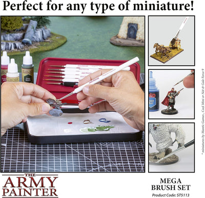 The Army Painter | Wargames Mega Pinselset | 10 Pinsel | Kolinsky-Rotmarder, Kunsthaar Pinsel | Grun