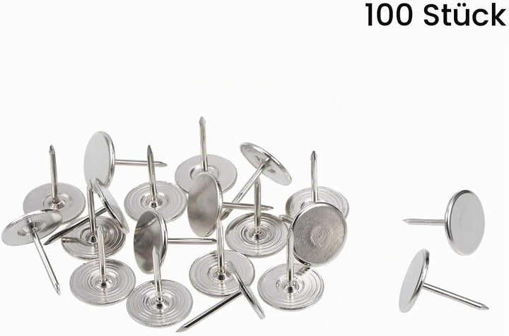 sourcing map 100Stk.Polsternagel 16mmx20mm Flachkopf Möbelnägel Silber, 16mmx20mm
