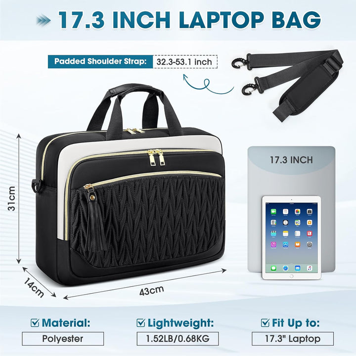 RAINSMORE Laptoptasche 17,3 Zoll für Damen Aktentasche Wasserdichte Arbeitstasche Grosse Lehrertasch
